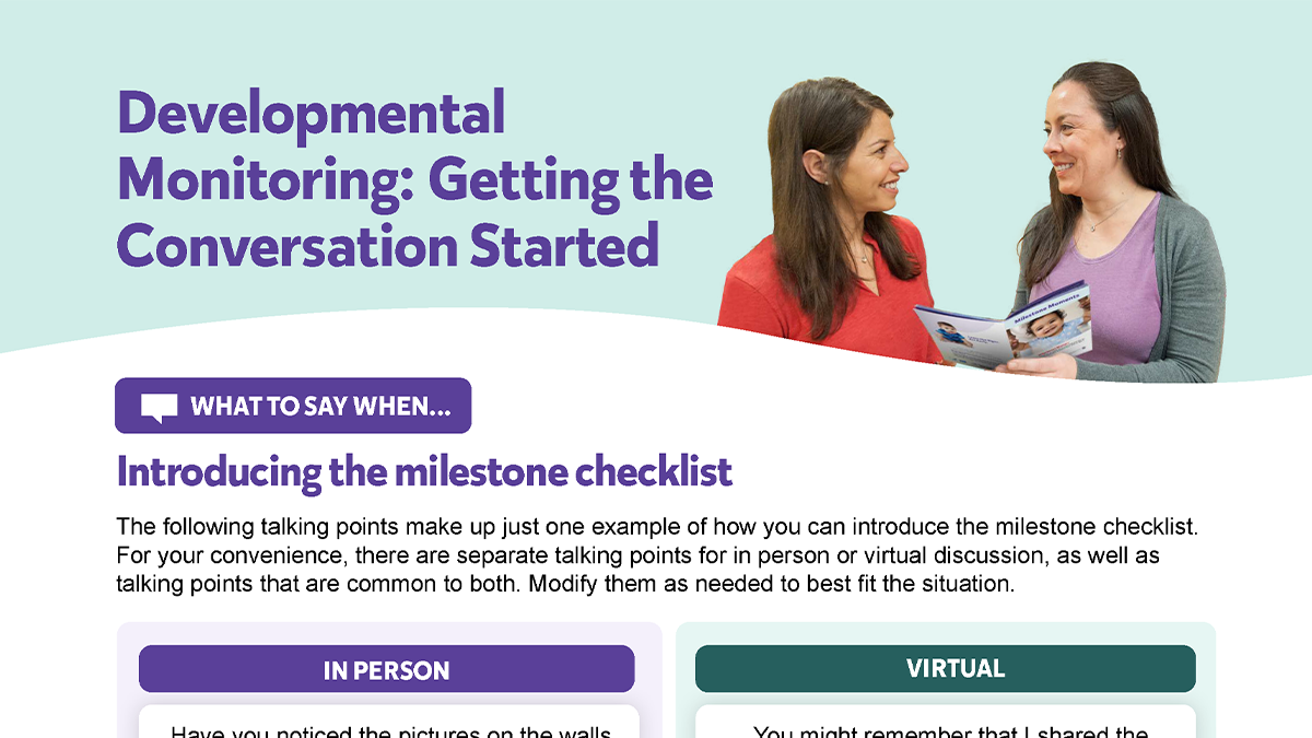 Developmental Monitoring Getting the conversation started PDF Image cover