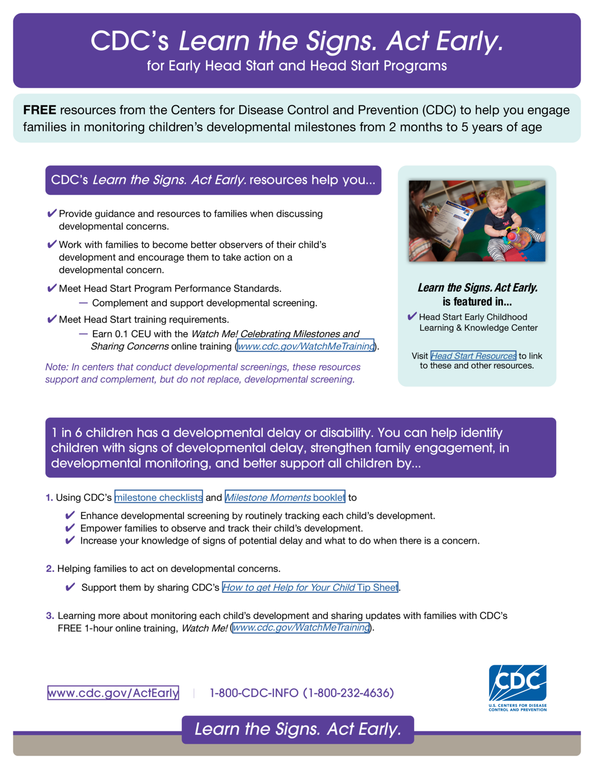 Early Head Start and Head Start Programs Quick Guide