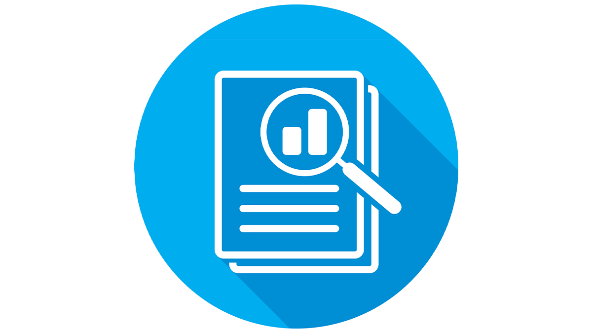 Icon of papers with magnifying glass