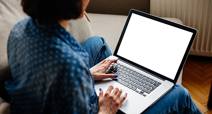 Female using a laptop