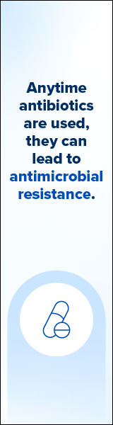 Healthcare setting display encouraging appropriate antibiotic use to prevent antimicrobial resistance.