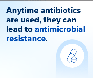 Healthcare setting display encouraging appropriate antibiotic use to prevent antimicrobial resistance.