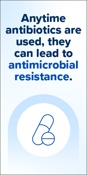 Healthcare setting display encouraging appropriate antibiotic use to prevent antimicrobial resistance.