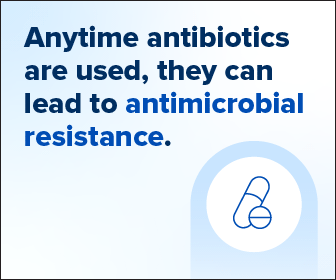 Healthcare setting display encouraging appropriate antibiotic use to prevent antimicrobial resistance.