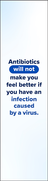 Healthcare setting display explaining that antivirals may help treat infections caused by viruses.