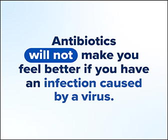 Healthcare setting display explaining that antivirals may help treat infections caused by viruses.