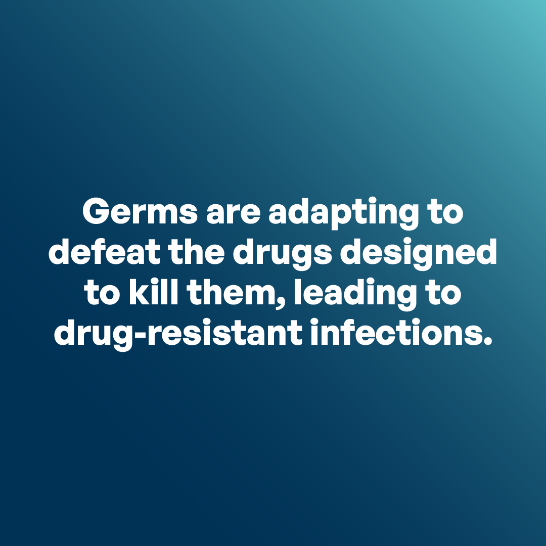 Germs are adapting to defect the drugs designed to kill them, leading to drug-resistant infections