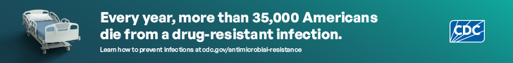 ospital bed on center of page. Every year, more than 35,000 Americans die from a drug-resistant infection.