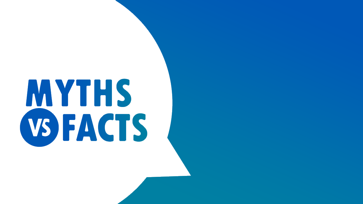 Myths vs facts image with blue background
