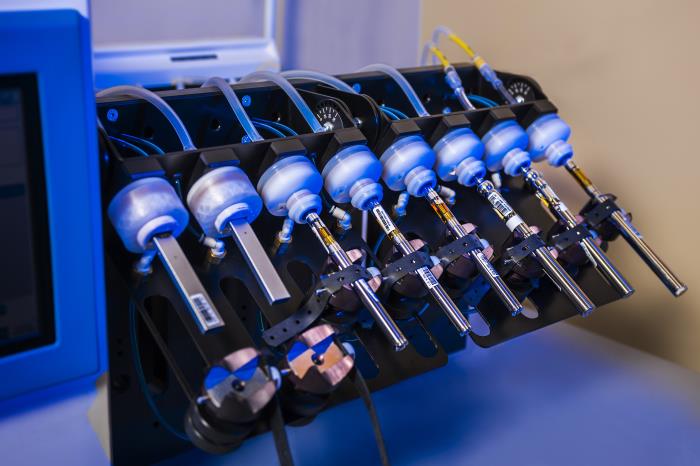 E-cigarettes tested in CDC's smoking machine.