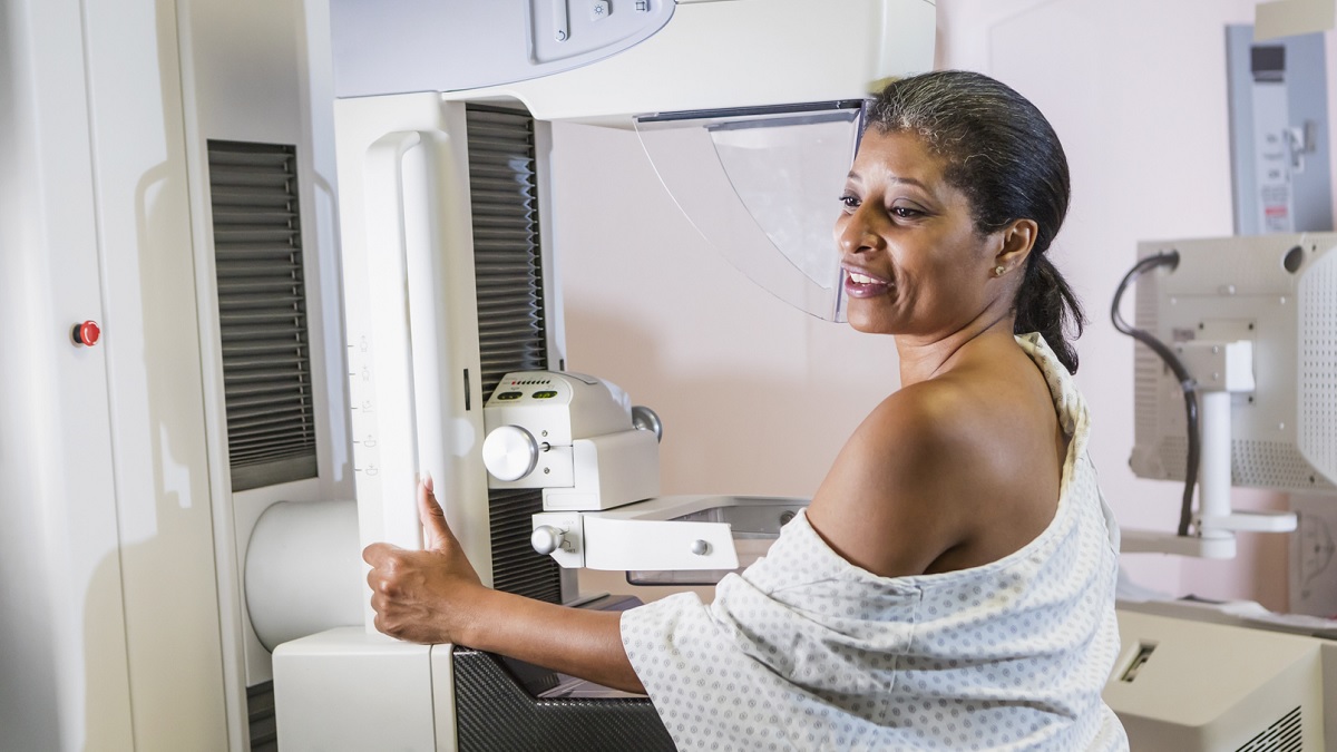 Mammogram a woman getting a mammogram