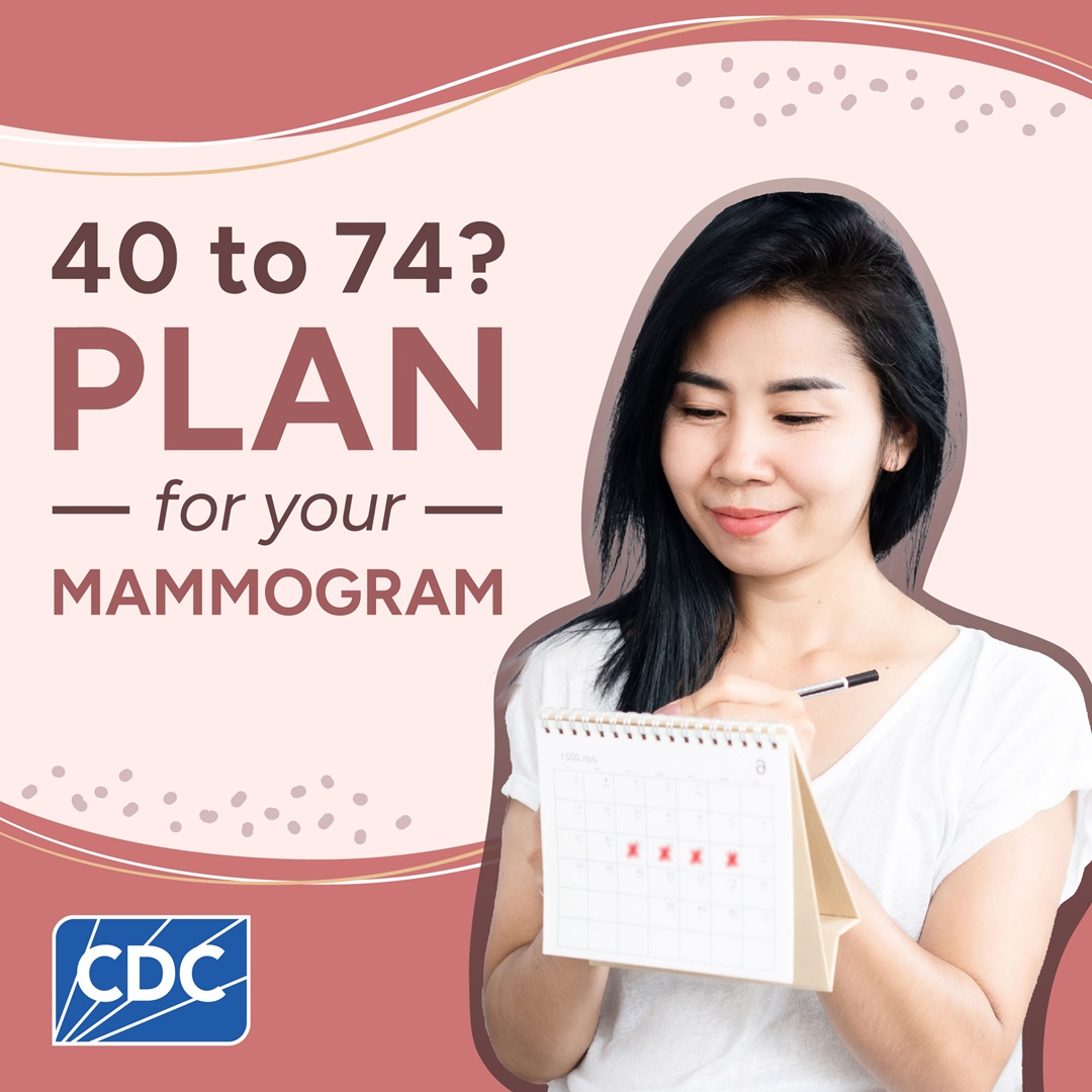 Square image: 40 or older? Plan for your mammogram.