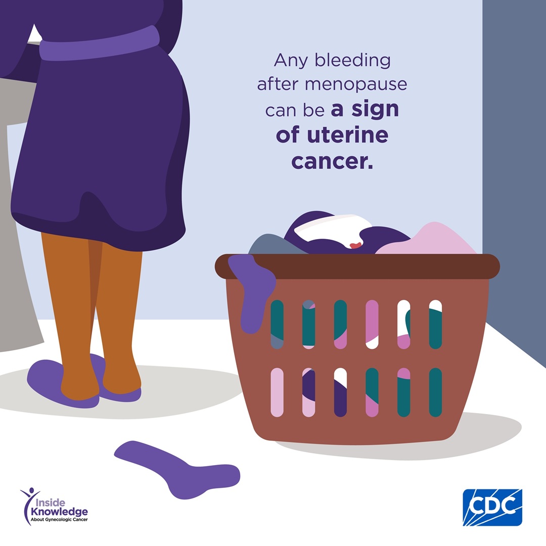 Square image: Any bleeding after menopause can be a sign of uterine cancer.