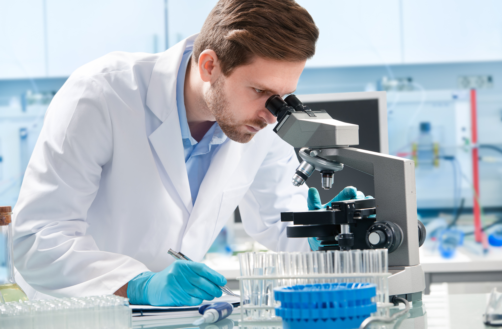 About 7% of all Candida blood samples tested at CDC are resistant to the antifungal drug fluconazole. A laboratory professional in a lab setting.