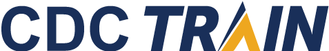 CDC TRAIN in blue and gold text