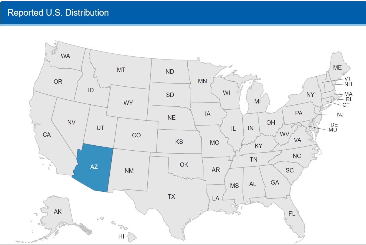Map highlighting Arizona