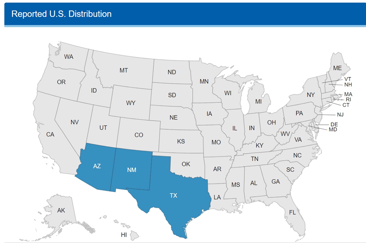 Map highlighting Arizona, New Mexico, and Texas.