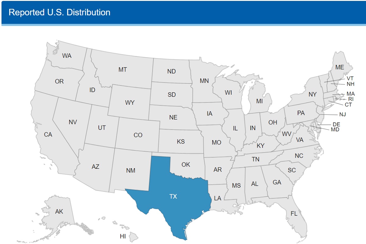 Map highlighting Texas.