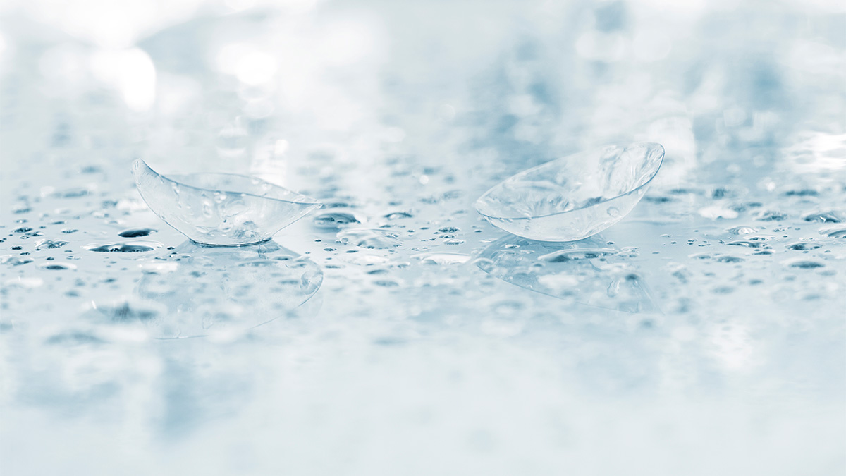 Water droplets and contact lenses