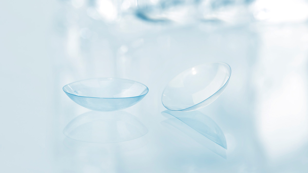 Image of contact lenses on a clear surface