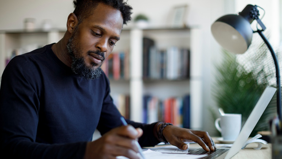 Man working on laptop