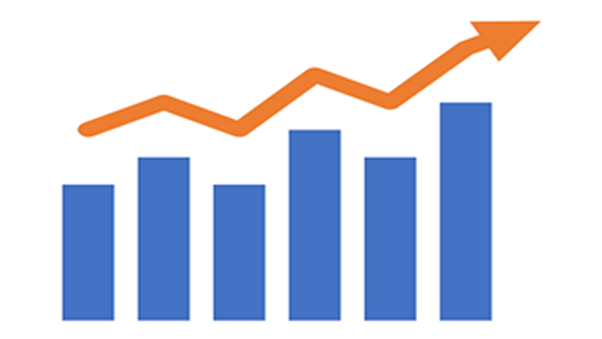 copd-national-level Bar chart of blue bars showing up and down trend and orange arrow on top of chart trending mostly upward.