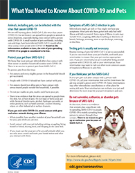 What You Need to Know About COVID-19 and Pets What You Need to Know About COVID-19 and Pets PDF document