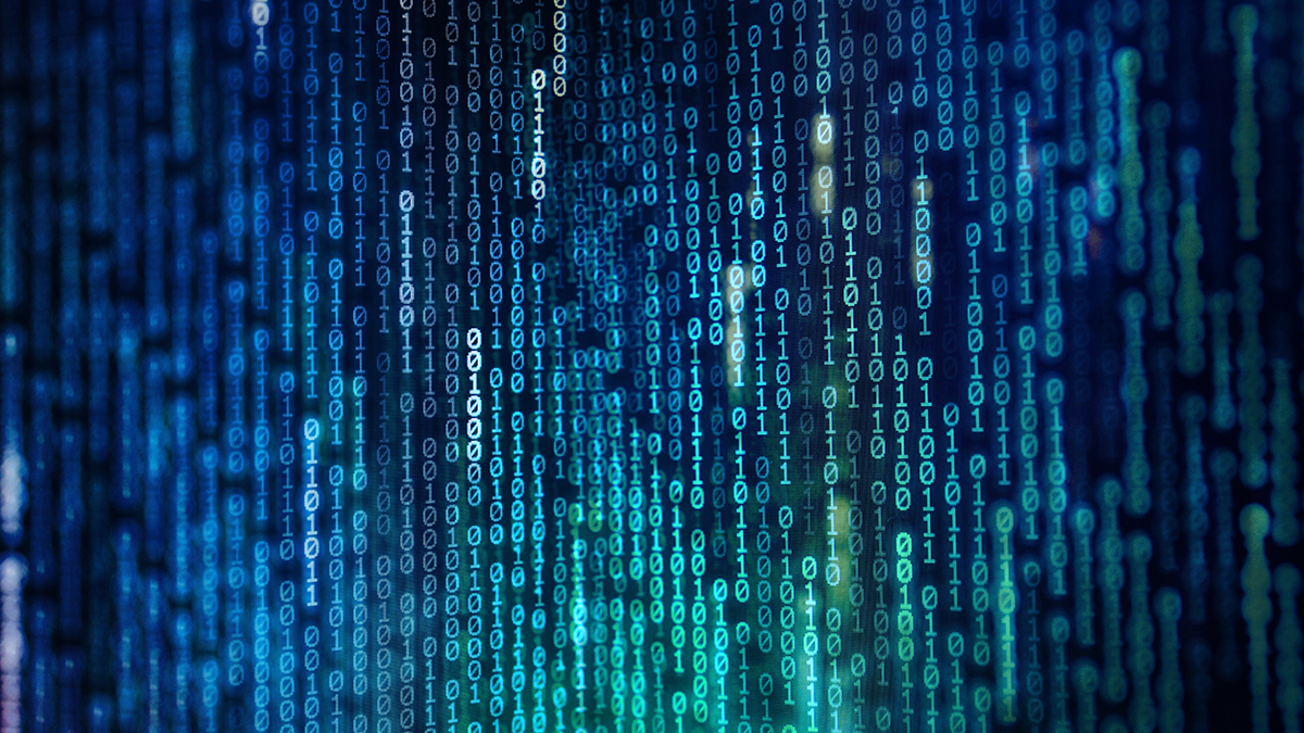 binary code information bit on computer monitor screen display