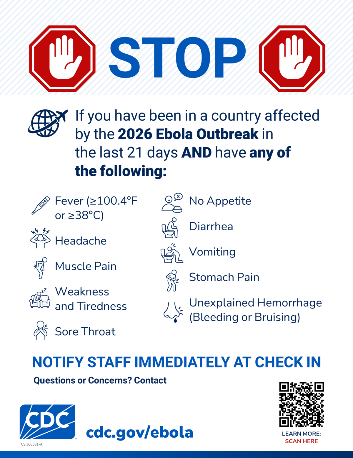 Ebola Health Facility Door Sign