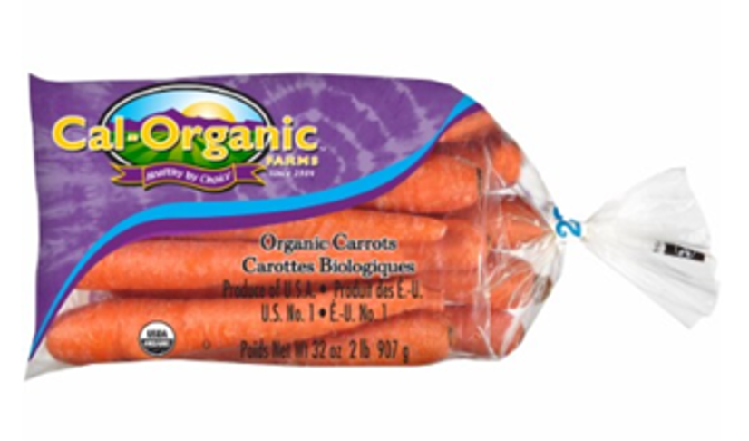 Carrot bag Image of a bag of whole organic carrots.
