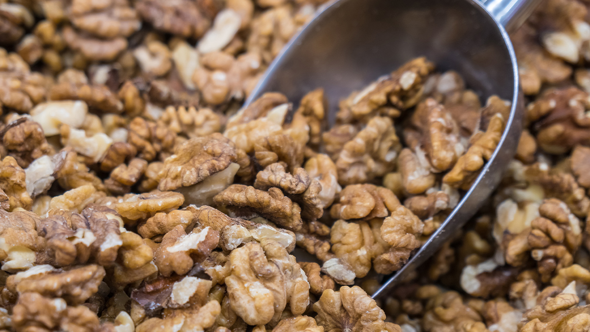 Bulk organic walnuts Bulk organic walnuts being scooped up