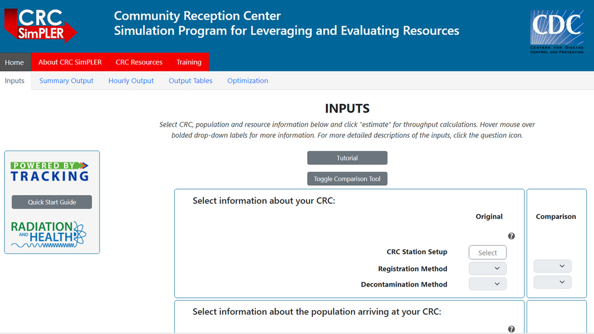 Screenshot of CRC SimPLER dashboard tool