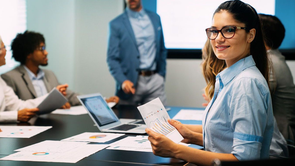 Woman reviewing a data sheet