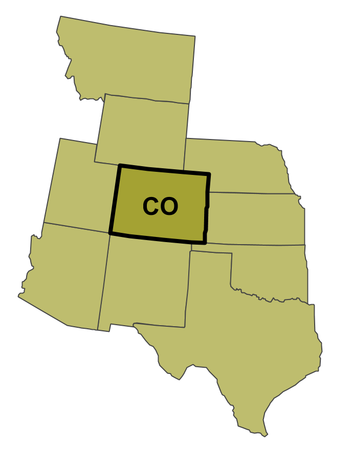 Colorado Food Safety CoE Region Map of the Colorado Food Safety CoE region