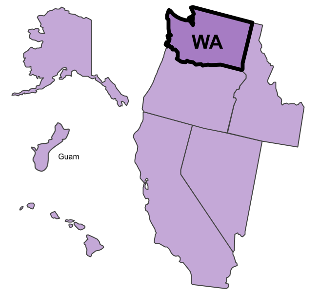 Washington Food Safety CoE Region Map of the Washington Food Safety CoE region