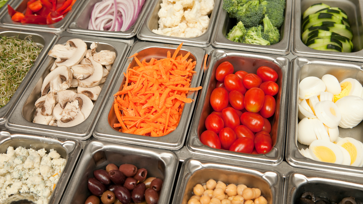 Salad bar items.