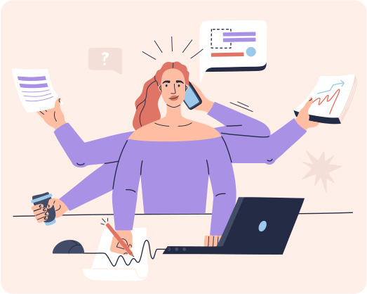 1 Illustration of a person multitasking