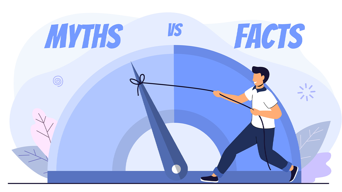 Animated image of man pulling a meter to fact or myth