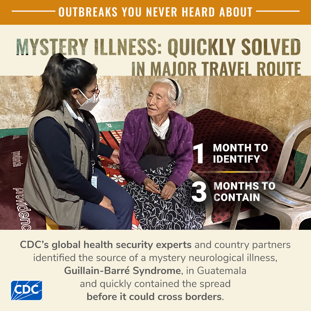 Woman being interviewed to gather information about outbreak. Mystery Illness: Quickly Solved in Major Travel Route. 1 month to identify, 3 months to contain.
