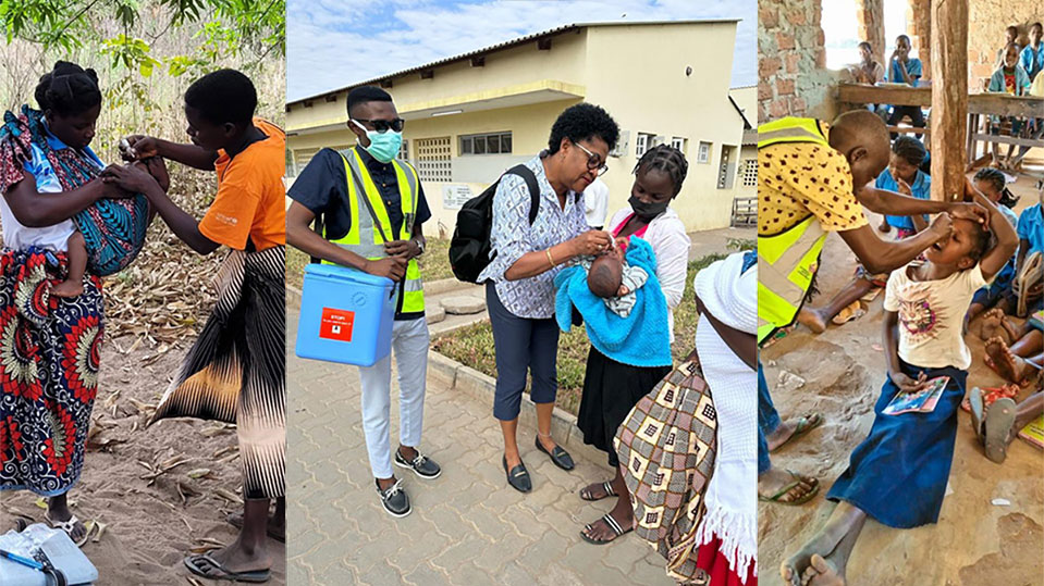 Montage of polio efforts in Mozambique Montage of oral polio efforts in Mozambique.