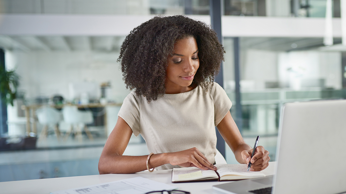 Woman reviewing a plan