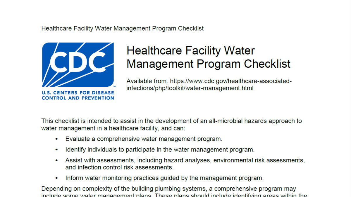 thumbnail: healthcare facility water management program checklist