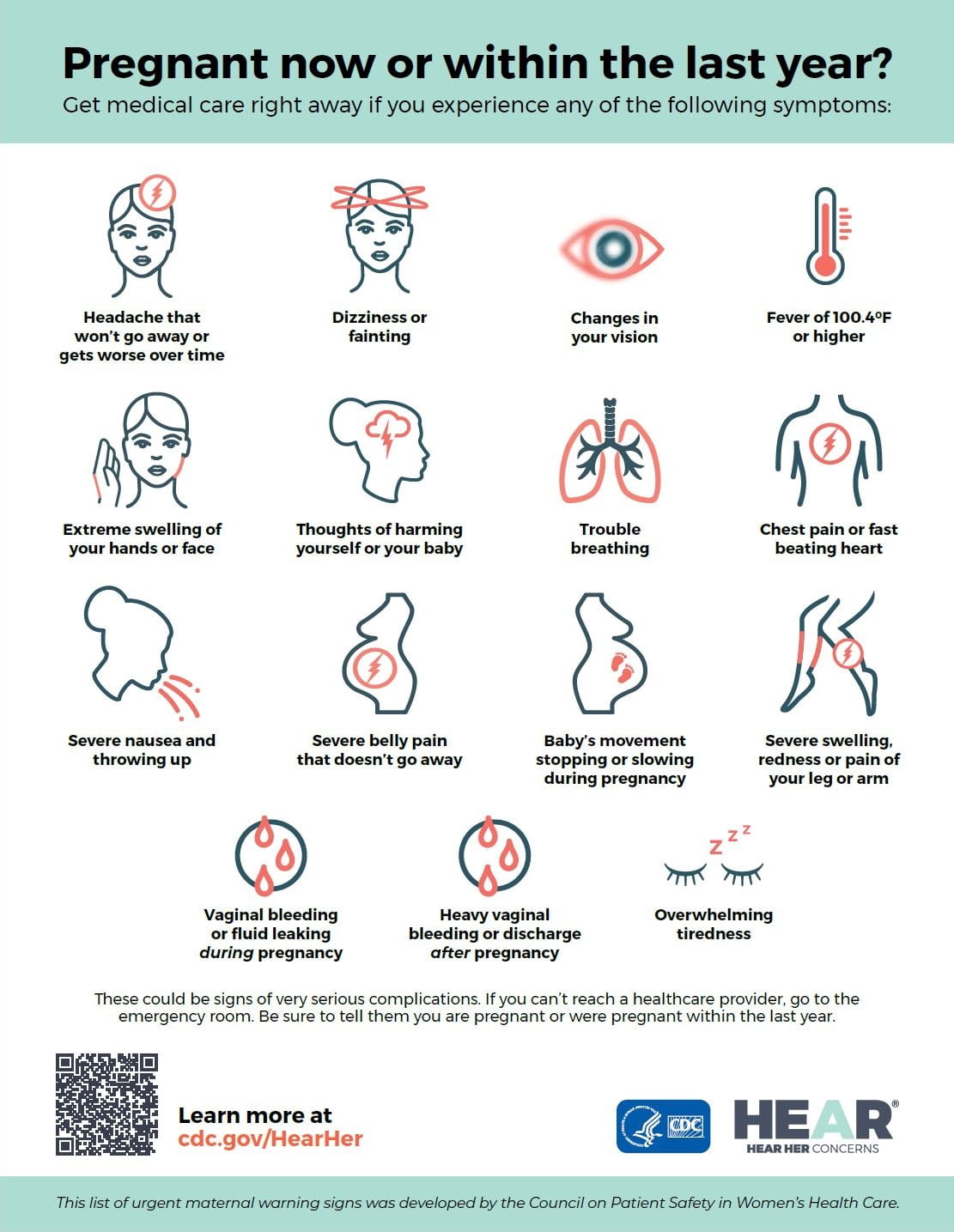 Urgent maternal warning signs poster