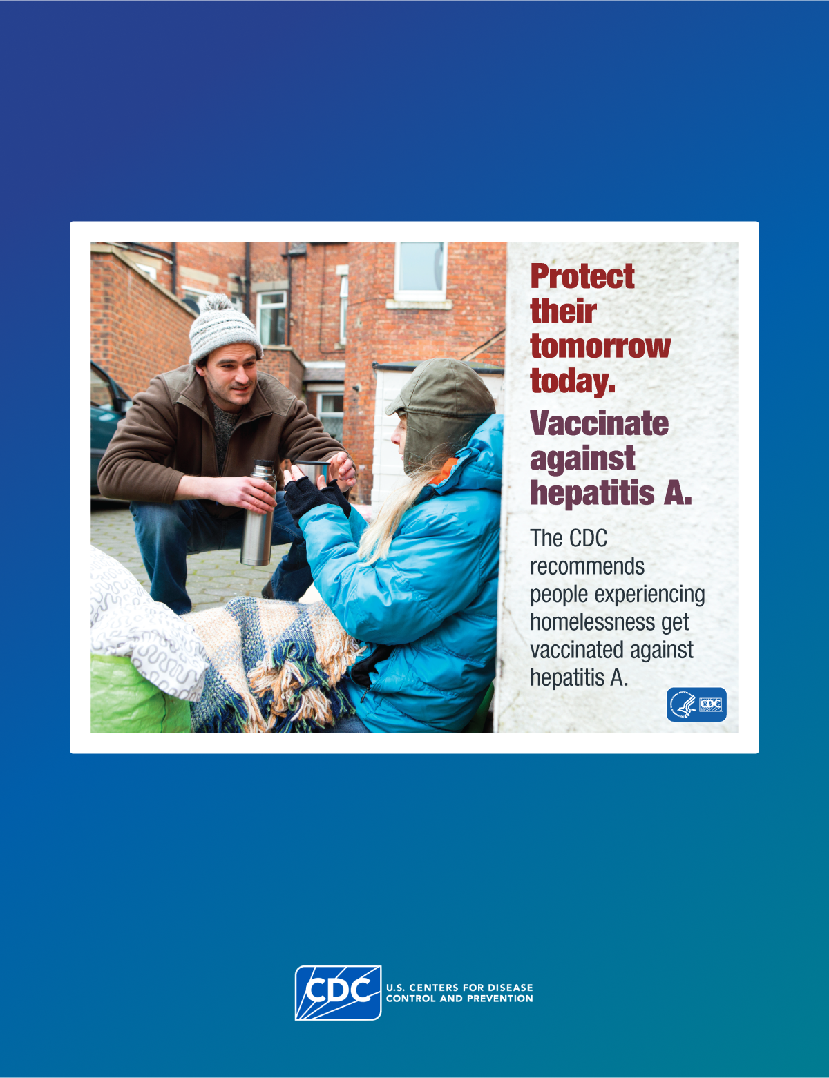 Hepatitis A Vaccine Poster for the Unhomed v4 Cover Poster discussing hepatitis A vaccines for persons who are unhomed