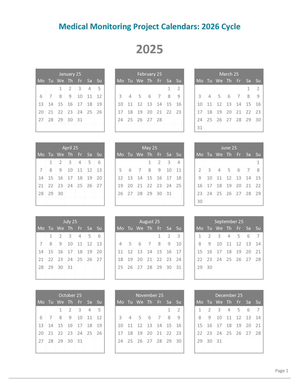 2026 MMP Interview Calendars