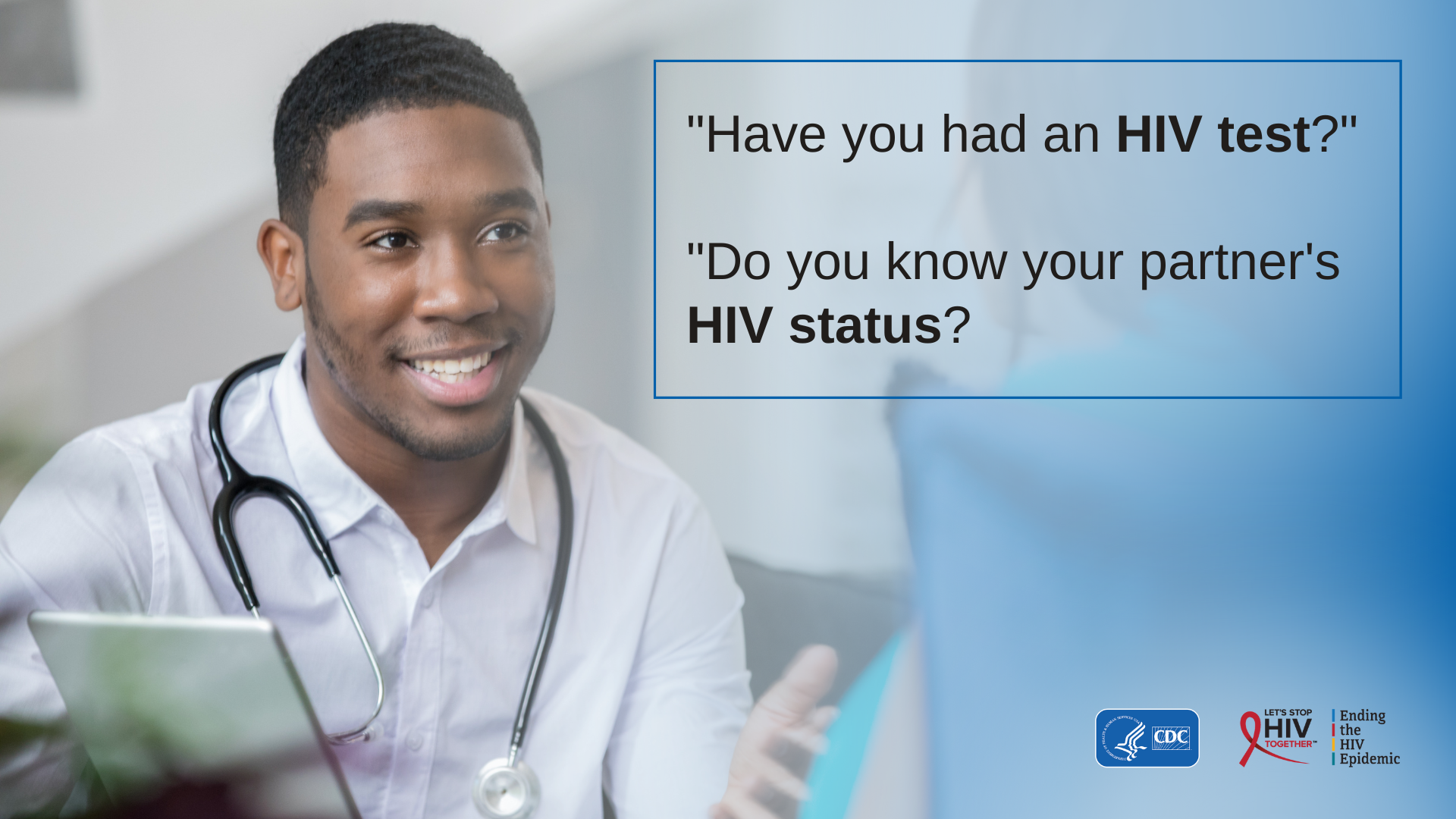 Health care provider asking patient about HIV testing.