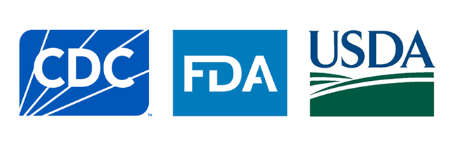 CDC, FDA, and USDA logos