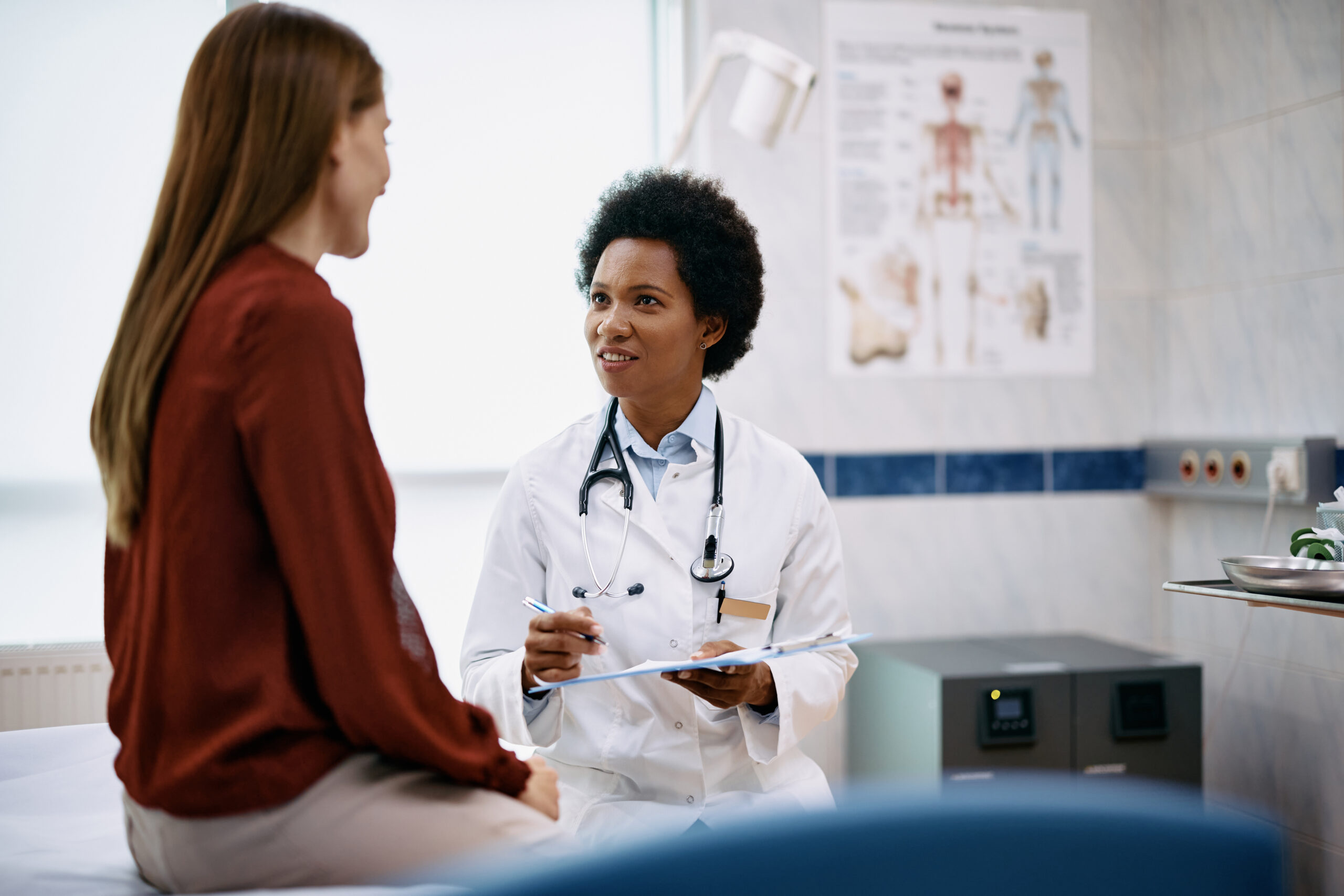 patient at a clinic consulting with the doctor