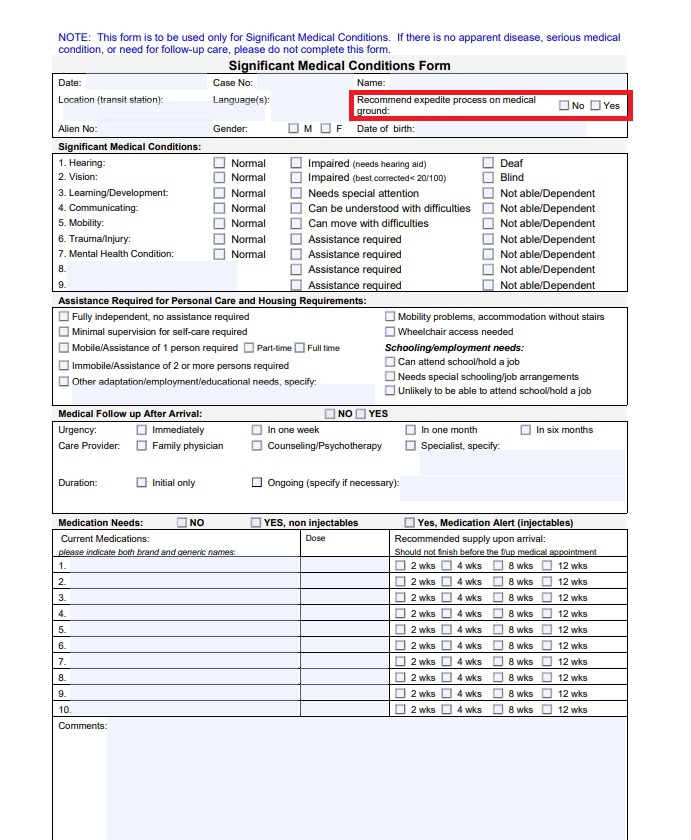 SMC form with expedite option circled