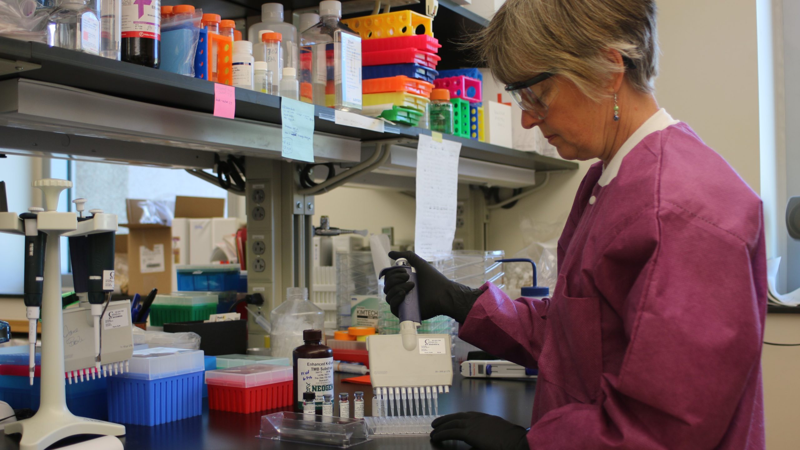 Female laboratory technician running a test.